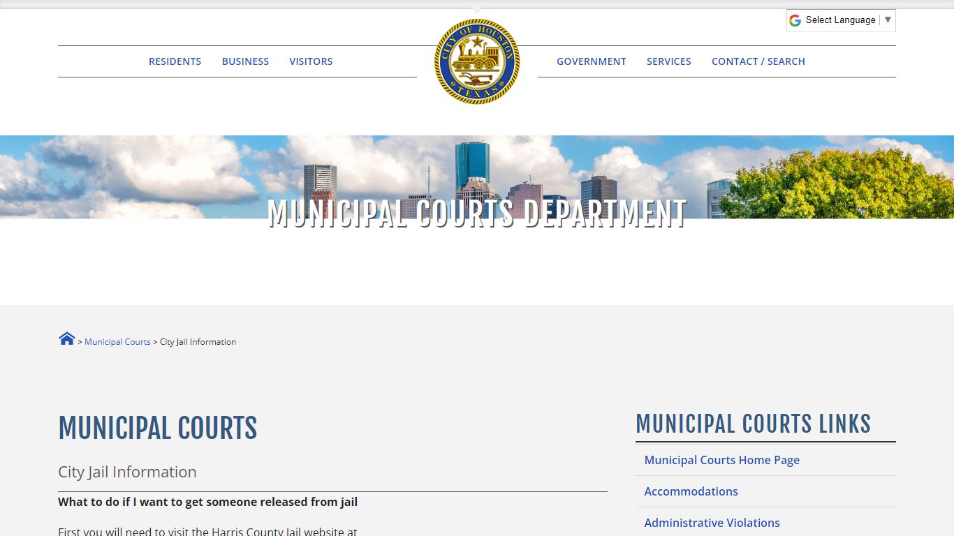 City Jail Information - City of Houston eGovernment Center